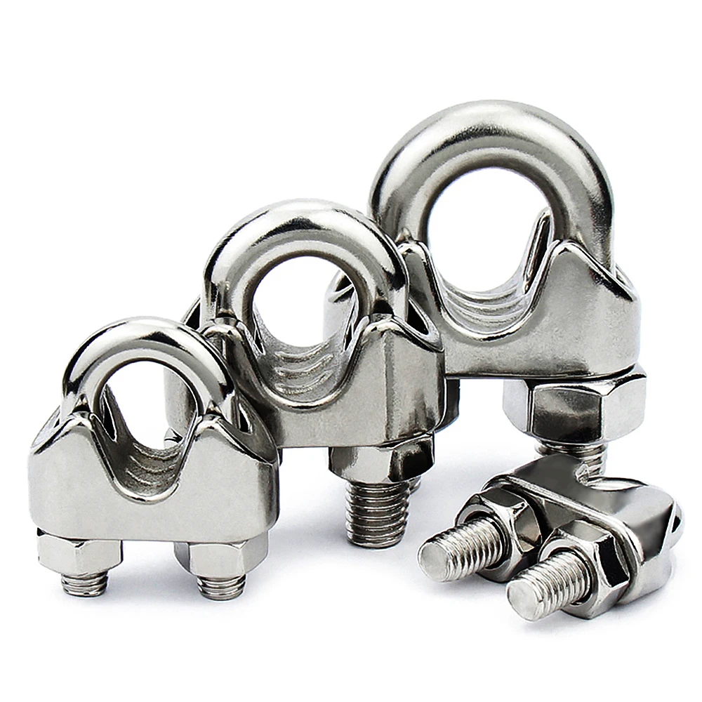 1-50pcs Waterproof U-Shaped Cable Clamp Stainless Steel Wire Rope Fixing Clips Sling Fastener Accessories For 1/2/3/4/5/6/8/10mm