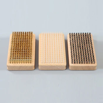 Ahşap saplı pirinç/naylon/at kılı kayak ağda fırça Snowboard bakım aracı