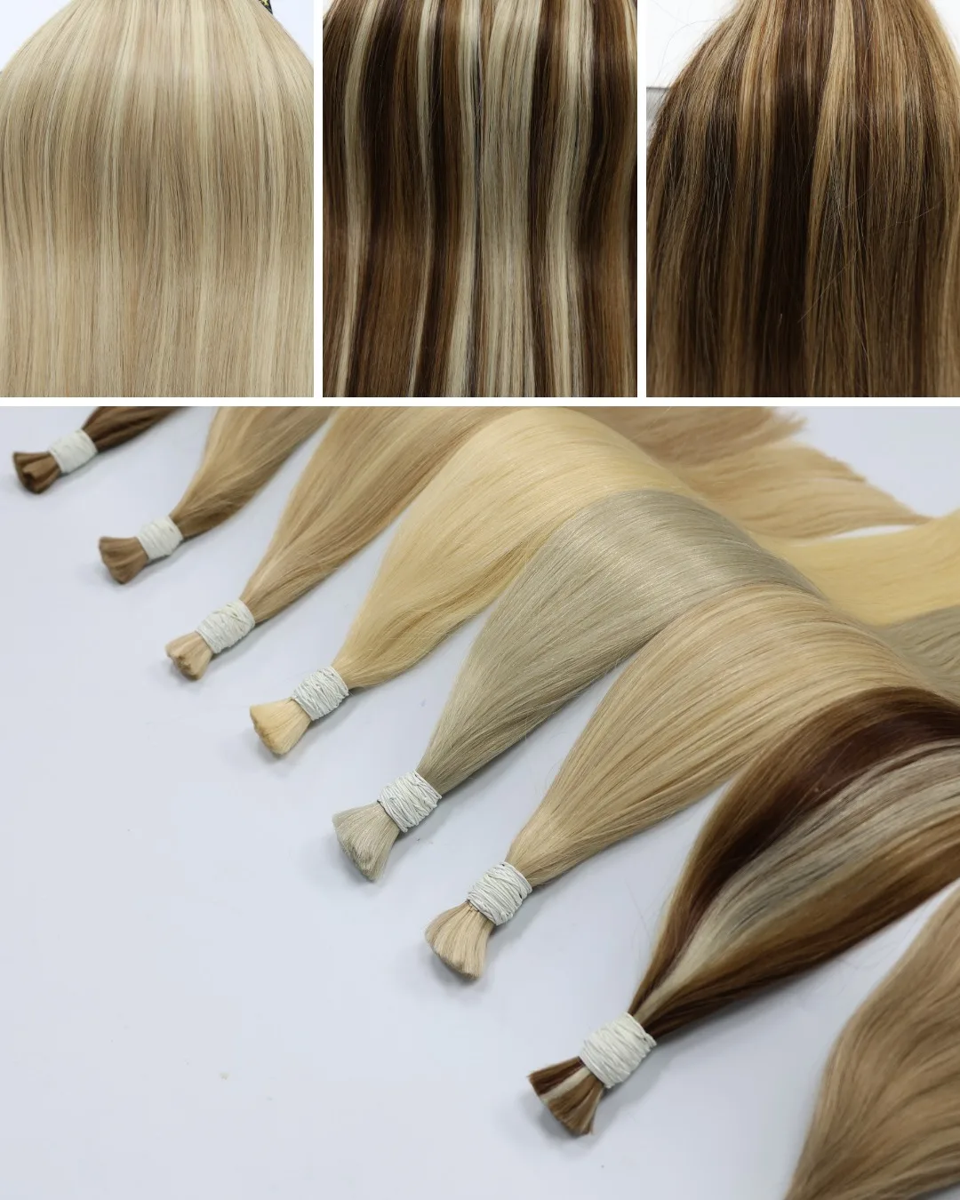 Shinehair Wholesale Straight Human Hair Bulk 100% Real Human Hair Extensions Highlight 16A Natural Black Hair Bundle Blonde 613 image 5