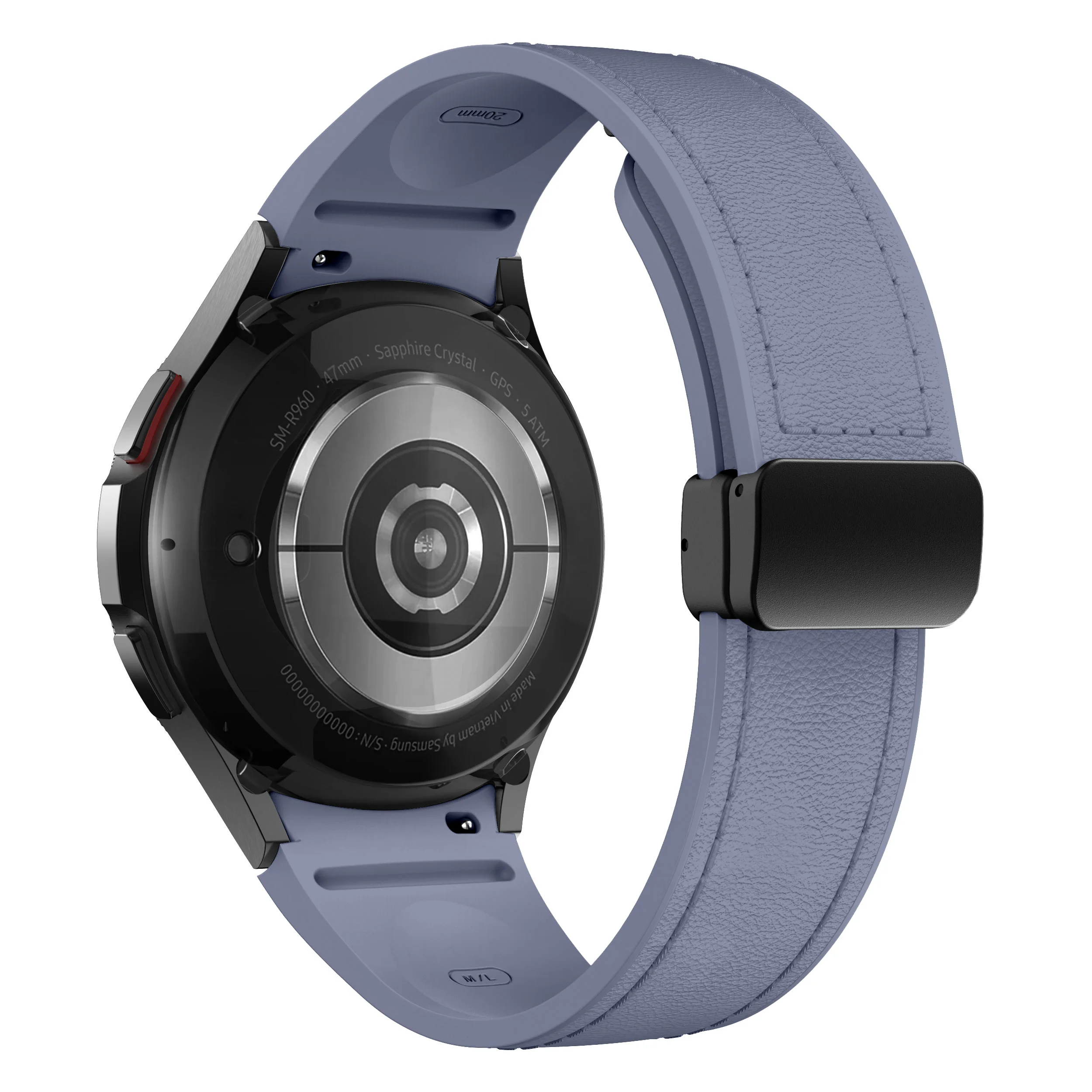 Available in multiple colors, compatible with Samsung Galaxy Watch leather and silicone straps, fits Galaxy Watch Classic 6 43mm