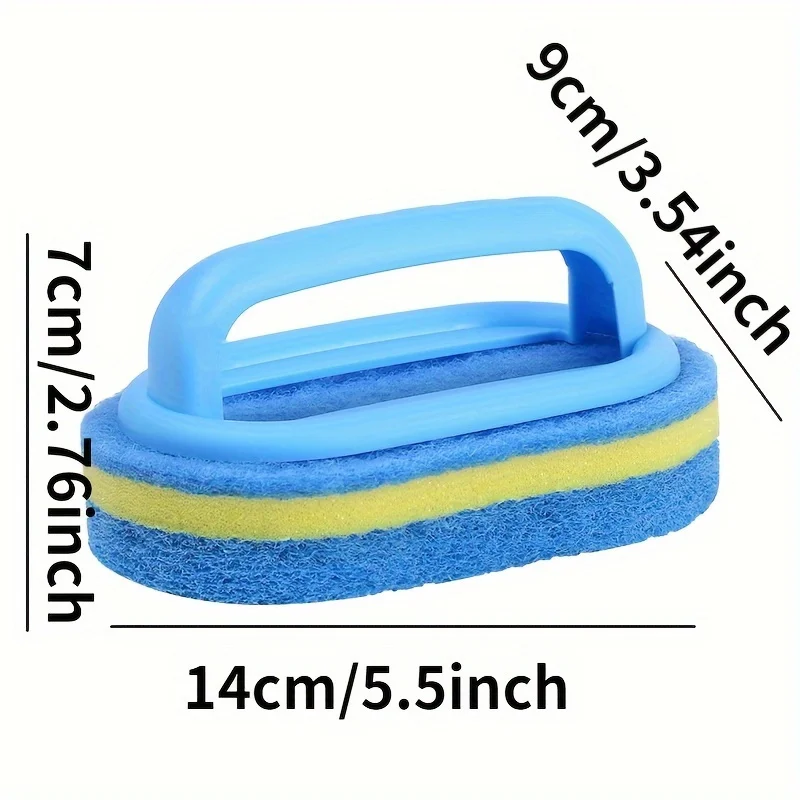 Kitchen Sponge Wipe with Handle Cleaning Brush Bathroom Tile Glass Cleaning Sponge Thickening Stain Removal Clean Brush