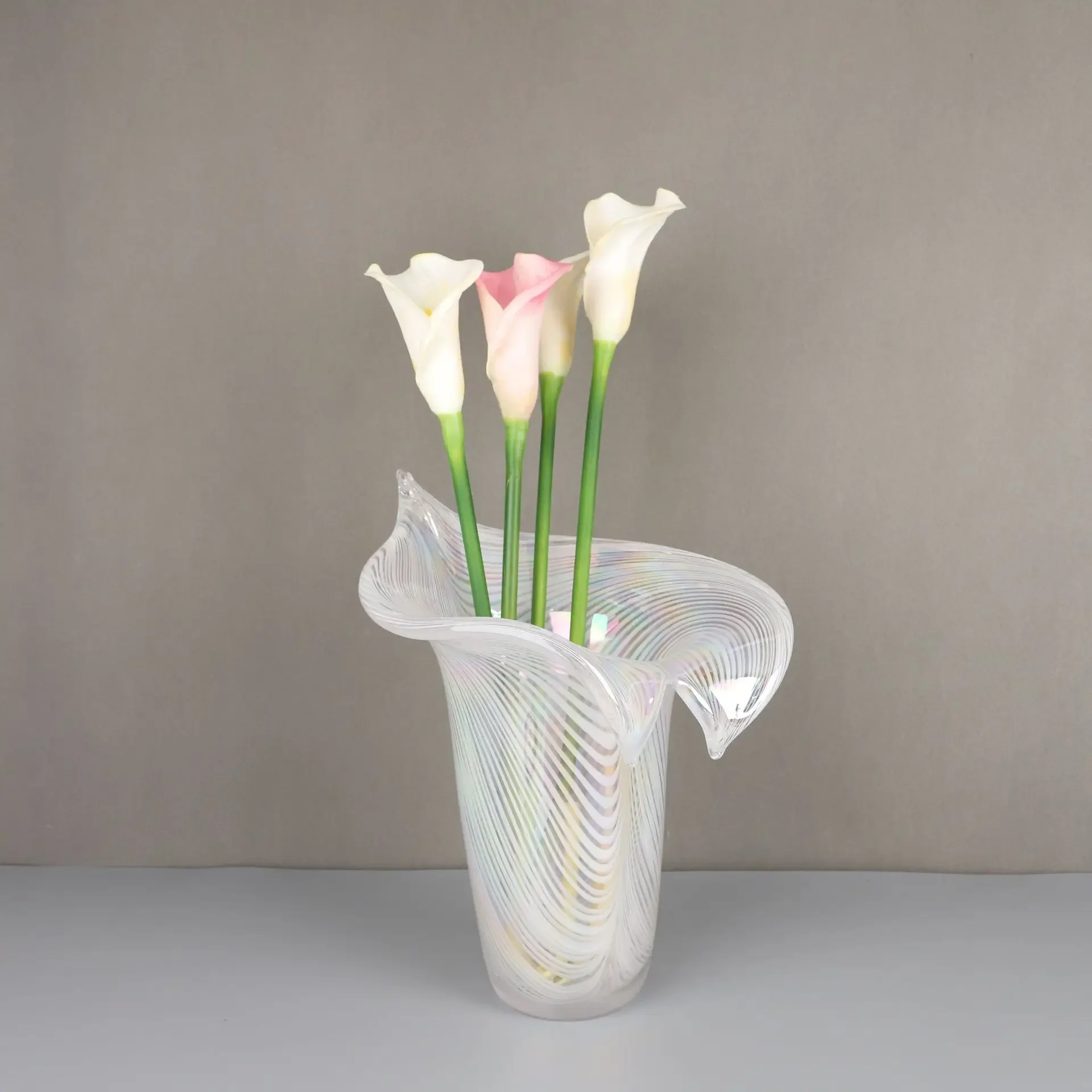 Modern simple light luxury crystal colorful flower ornament model room hotel home living room vase