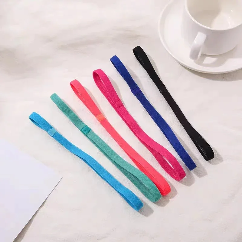1PCs Simple unisex sports hairband non-slip silicone strip sweat guide elastic headbands yoga running fitness hair accessories image 4