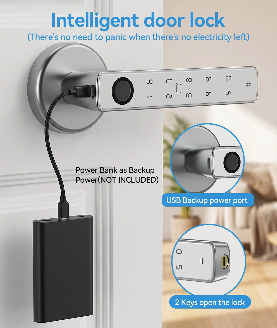 Five unlocking methods Double-row digital remote fingerprint door lock Electronic password key Bedroom handle Smart lock