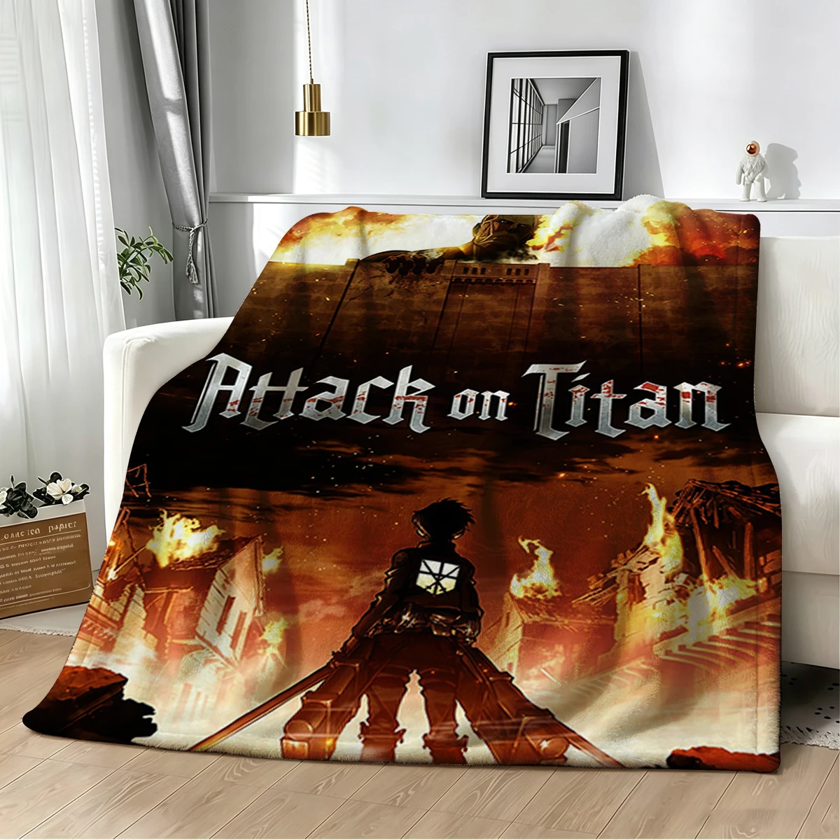 A-Attack On Titan Flannel Blanket Warm Soft Halloween Christmas Couch Warm Cozy Decorative Decor Gift for All Season