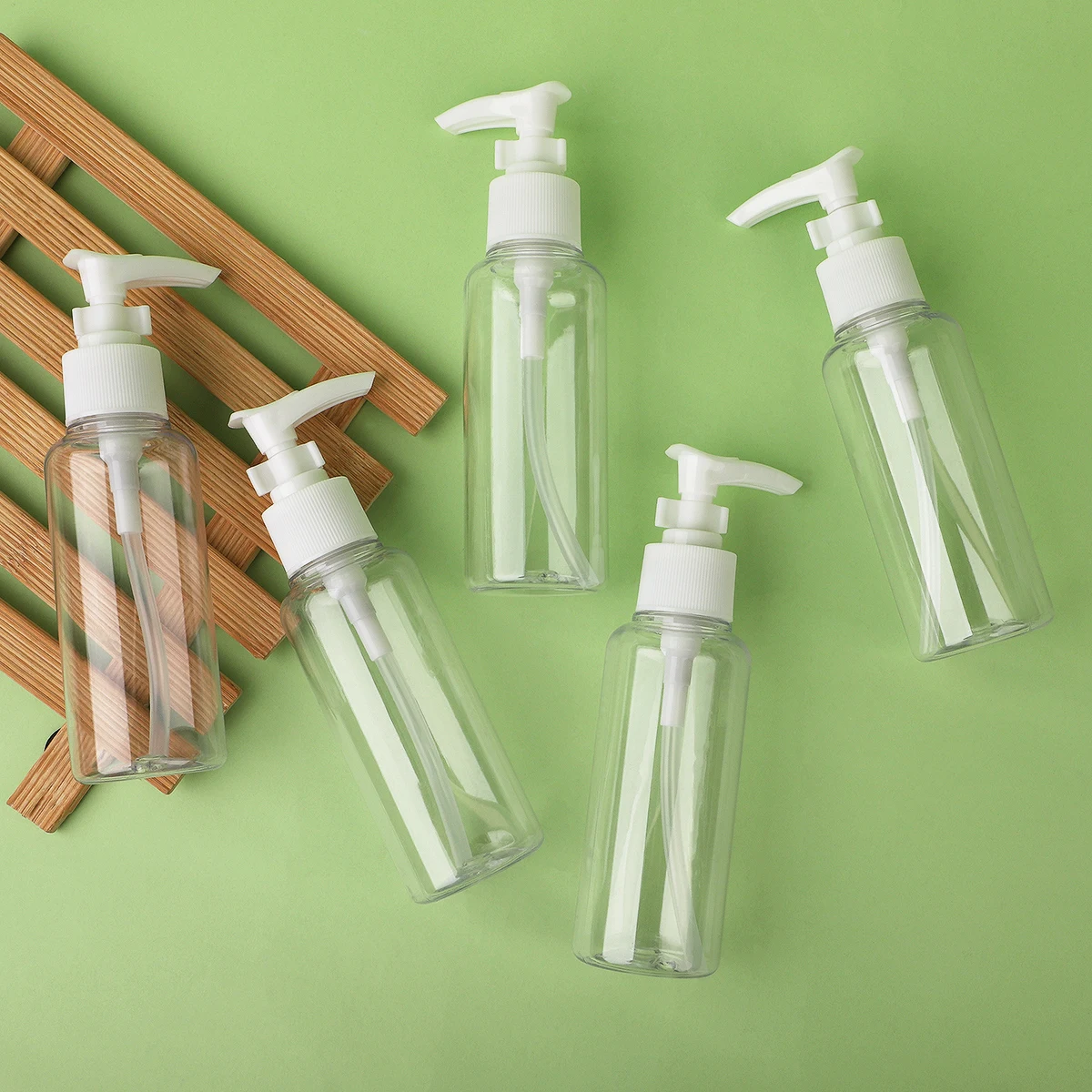 5개 100ml 두꺼운 플라스틱 투명 버클 펌프 압출 병, 샴푸 샤워 젤 등