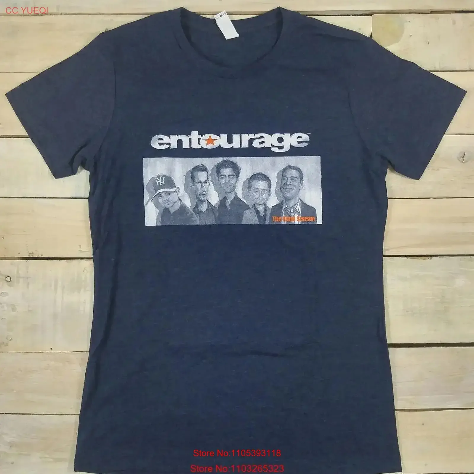 Nova Camiseta Azul Heather com Caricatura da Temporada Final de HBO ENTOURAGE, Tamanho M, Vintage, Lavada, Casual, Confortável, Levemente Desgastada
