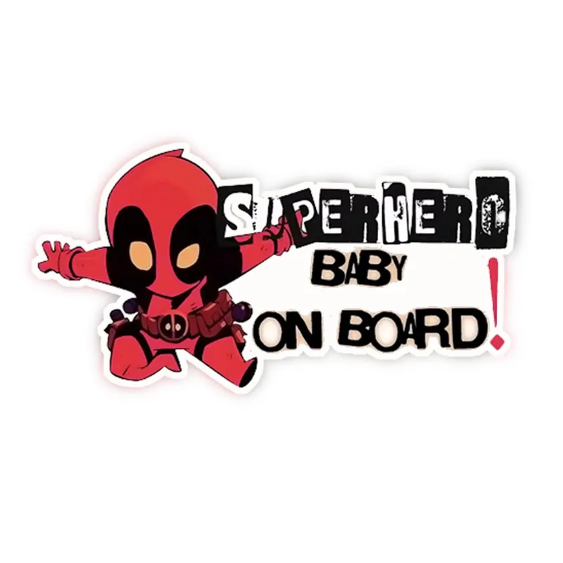 

Super Hero BABY ON BOARD Cartoon Warning Stickers Creative Text Fun Decals Vinyl Matte Sticker for Car Window Bicycle Laptop