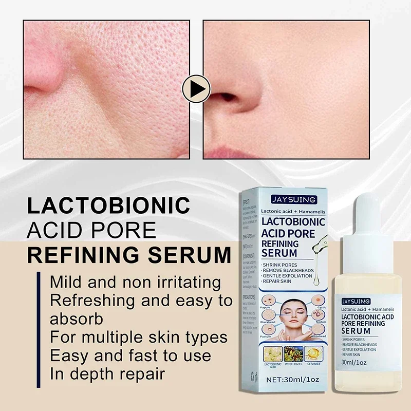 Lactobionic Acid Facial Serum Shrink Pores Moisturizing Essence Liquid Purify Pore Treatment Beauty whitening cream Skin Care