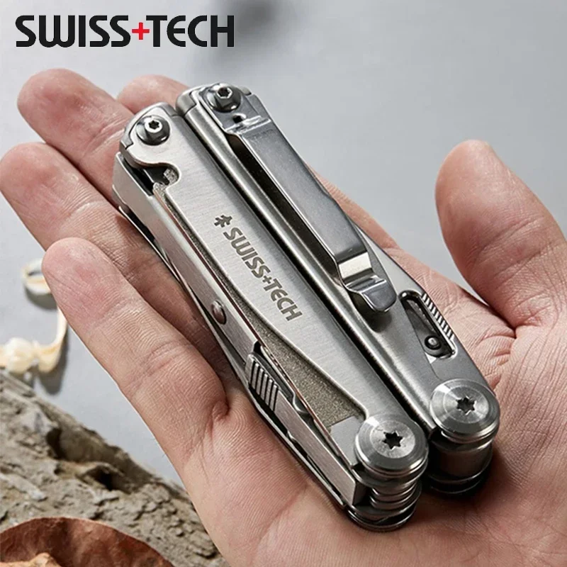 SWISS TECH-Alicadores Multitool, Dobrável Multi-Funcional Combinação Ferramenta, canivete portátil, EDC Equipamento ao ar livre, 18 em 1