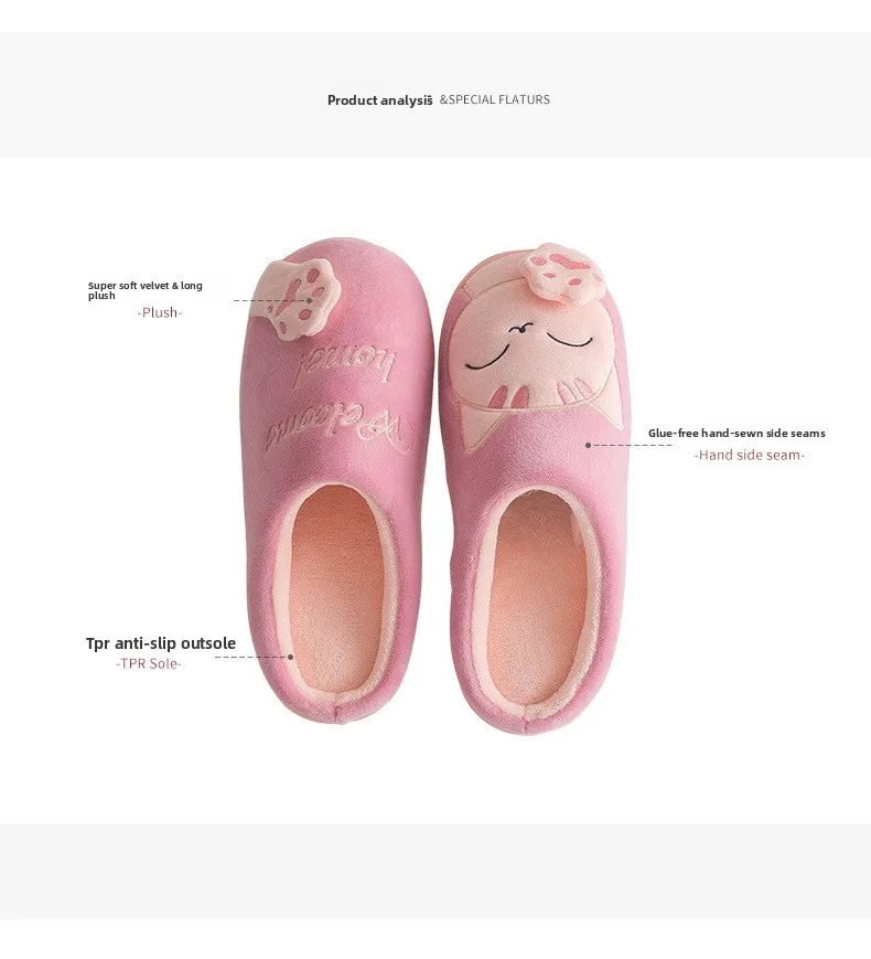 Winter-Wärme-Fellpantoffeln mit Cartoon-Katzen-Motiv, rutschfest, für Damen und Herren, weiche Hausschuhe für drinnen, Schlafzimmer, Jungen und Mädchen, Memory-Schaum-Bodenschuhe – Detail 4