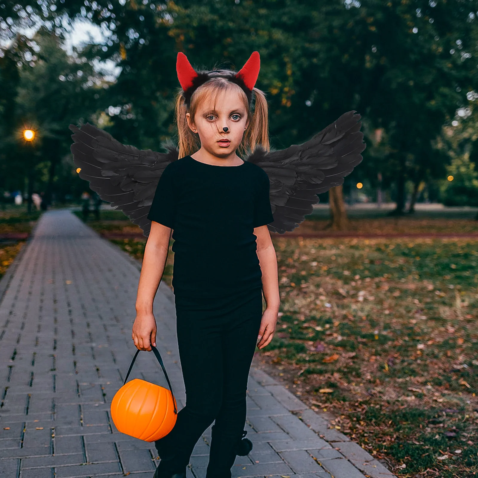 1Set Stylish Devil Costume Kids Halloween Cosplay Suit Stage Clothes Foldable Wings Party Outfit Devil Costume
