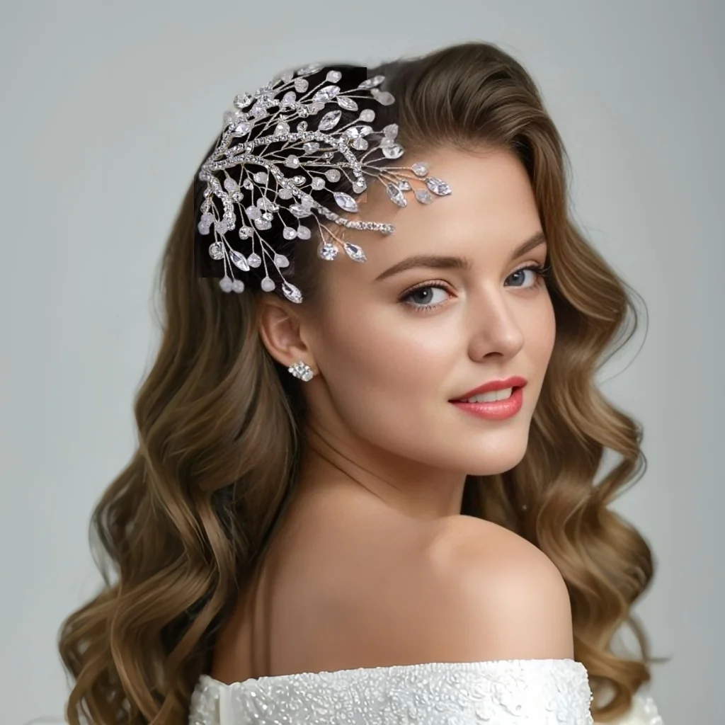 

Beaded Headpiece Bridal Wedding Hair Accessories Handmade Rhinestone Leaves Shape Headwear Pearls Crystal Head Jewelry HP587