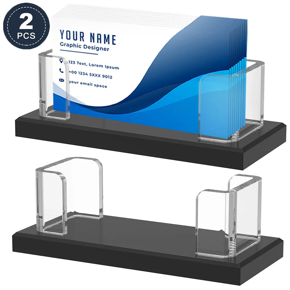 Portatarjetas de visita acrílico, soporte transparente para Tarjeta De Nombre con Base ensanchada, organizador de Tarjeta De Nombre de oficina para escritorio, 2 uds.