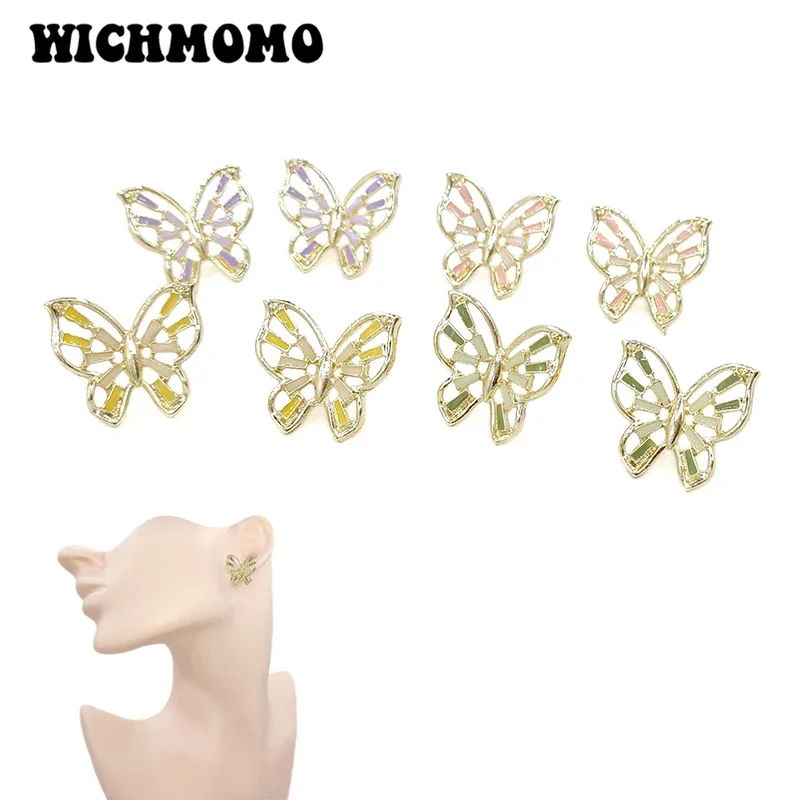 WICHMOMO 1pair Fashion Cute Candy Color Zinc Alloy Hollow-out Butterfly Stud Earrings Women's Accessories Gifts EST034
