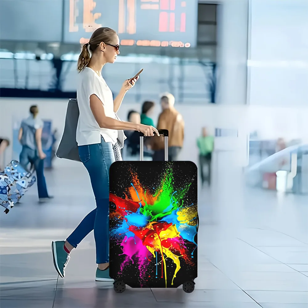 

1-piece vibrant spray-painted luggage cover for luggage sizes 18 – 32 inches; dust and elastic travel accessories to effectiv