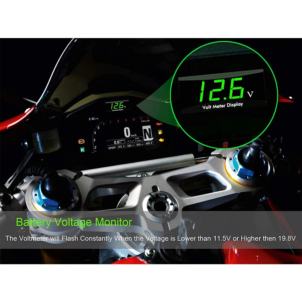 Auto Voltmeter Digitale Display Voor Auto Motorfiets Waterdichte Auto Digitale Voltmete Dc 12V Led Voltage Monitor