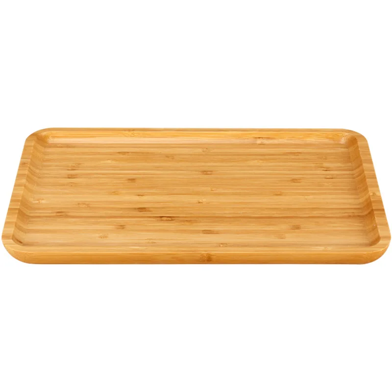 2023 New Plate Tray Wooden Bamboo Tray Household Wood Plate Japanese Dinner Plate Tea Tray Rectangular Tray Carving Plate