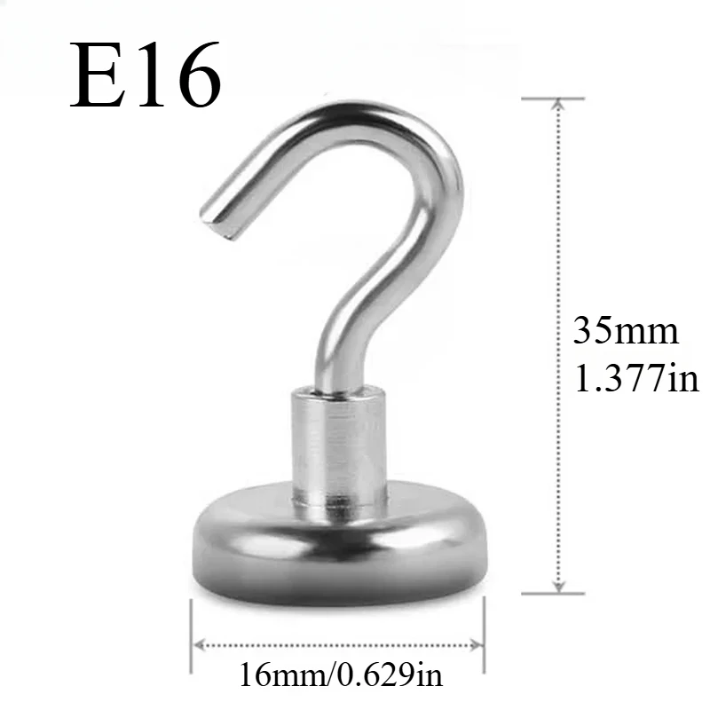 SNE10/12/16/20/25mm-Magnet Hook Strong Magnetic Ndfeb Traceless Magnetic Sucker Permanent Metal Thick Wall for Hanging, Cruise,