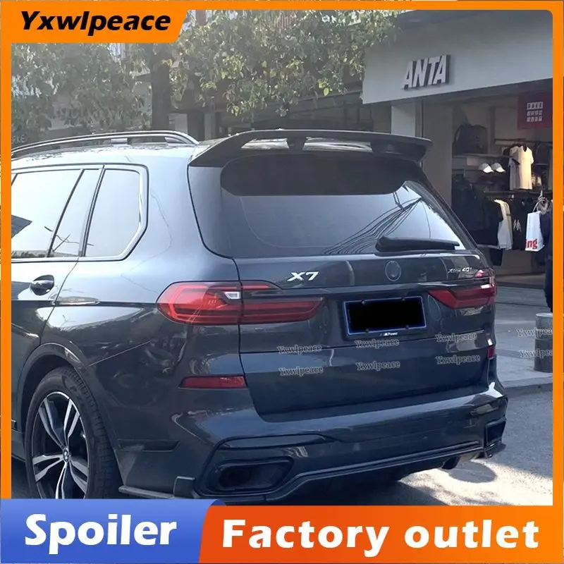 

For BMW X7 G07 Roof Spoiler 2019 2020 2021 ABS Gloss Black/Carbon Fiber Look Rear Trunk Wing Body Kit Accessories