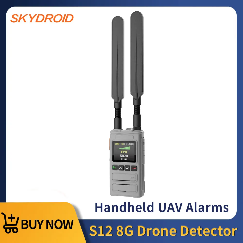 

Портативный детектор дронов Skydroid S12-8G, система обнаружения 8 ГГц, эффективный радиус действия 5 км, ручной сигнализатор БПЛА, 15 часов автономной работы