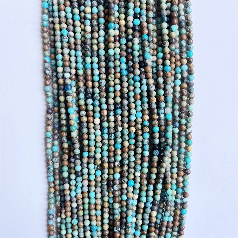 Rare 3MM Natural Hubei Turquoise Stone Loose Beads For Raw Genuine Mineral Jewelry Necklace Bracelet Making Design Gemstone