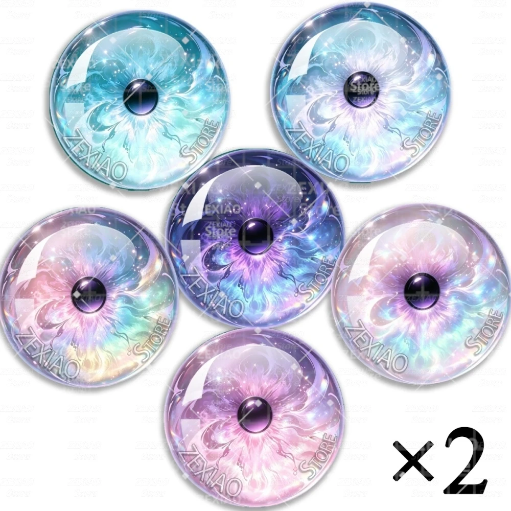 12Pcs Shining Fantasy Pastel Gradient Flower Gradient Pattern Blythe BJD Doll Glass Cabochon Chip Pupil Eye DIY Accessory MS006