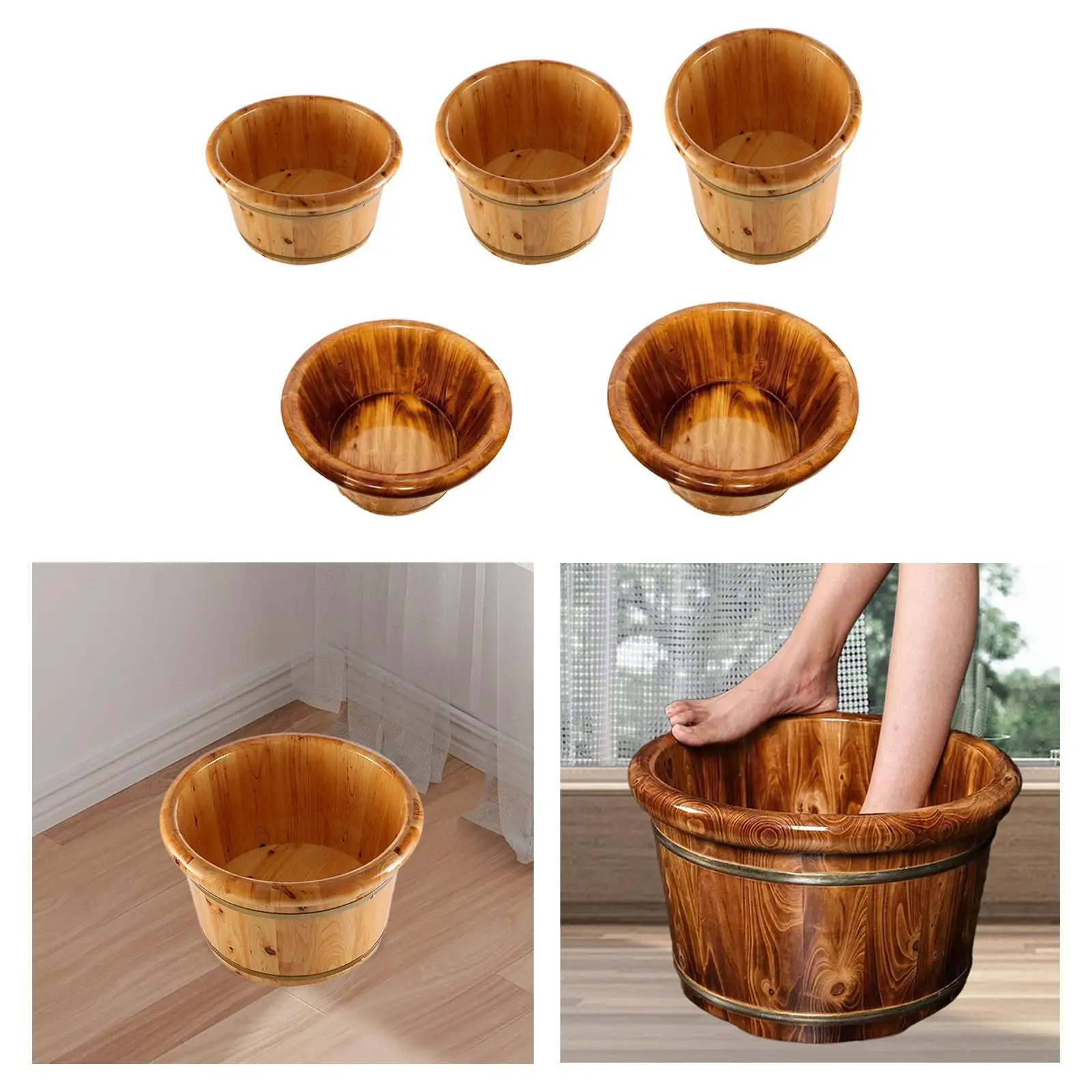 

Wooden Footbath Basin Multipurpose Reusable Pedicure Foot Bath Basin Foot Bath Foot Soak Tub for Bedroom Travel Sauna Home Use
