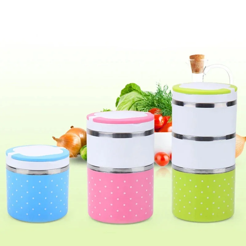 

Portable Leak Proof Stainless Steel Bento Kids Lunch Box Student Food Containers Round Shape Portable Picnic Travel Tools
