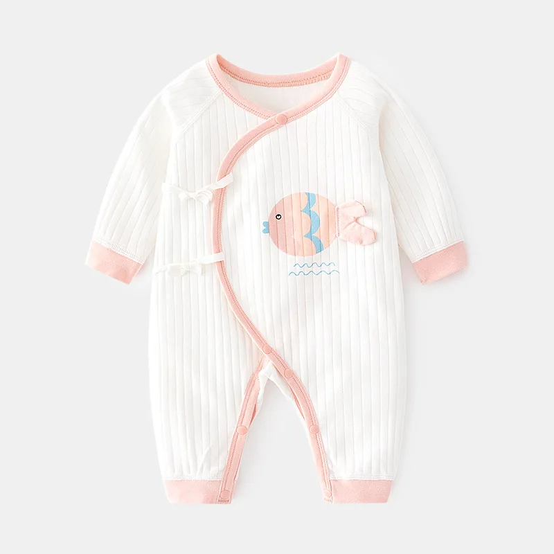 

Newborn Rompers Autumn and Winter Cotton Baby Jacquard Boneless Clothes Newborn Gown Baby Spring and Autumn Jumpsuit