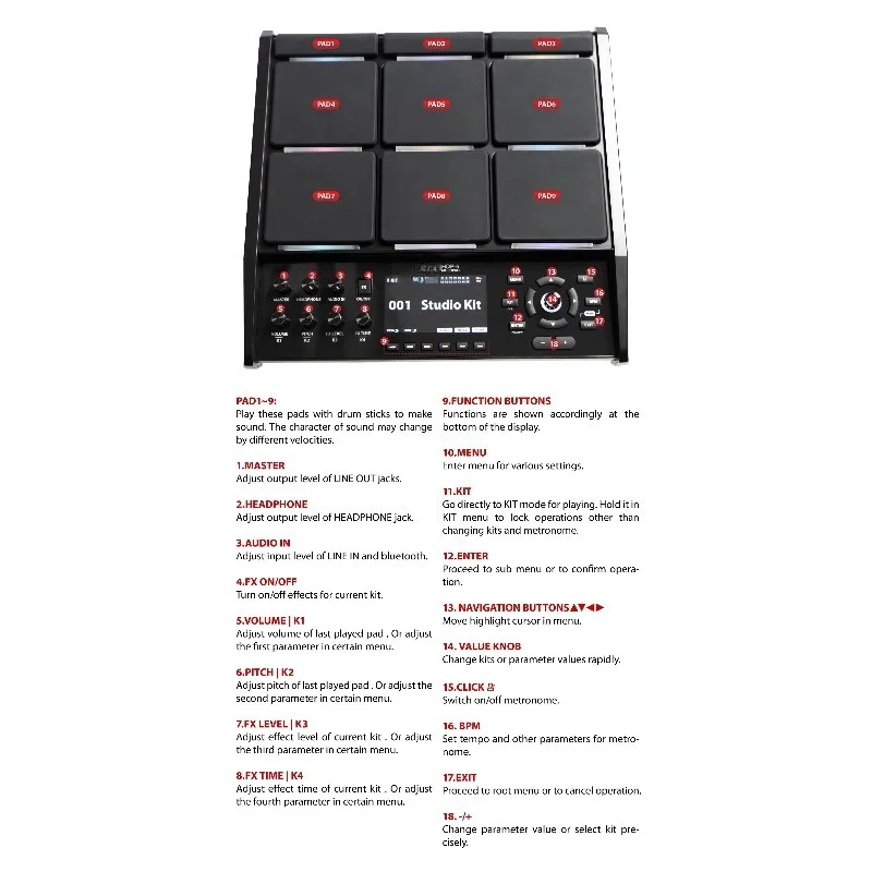 HDP-5 multi-pad including metal bracket bundle 8-pad professional 8-pad percussion instrument electric drum set professional