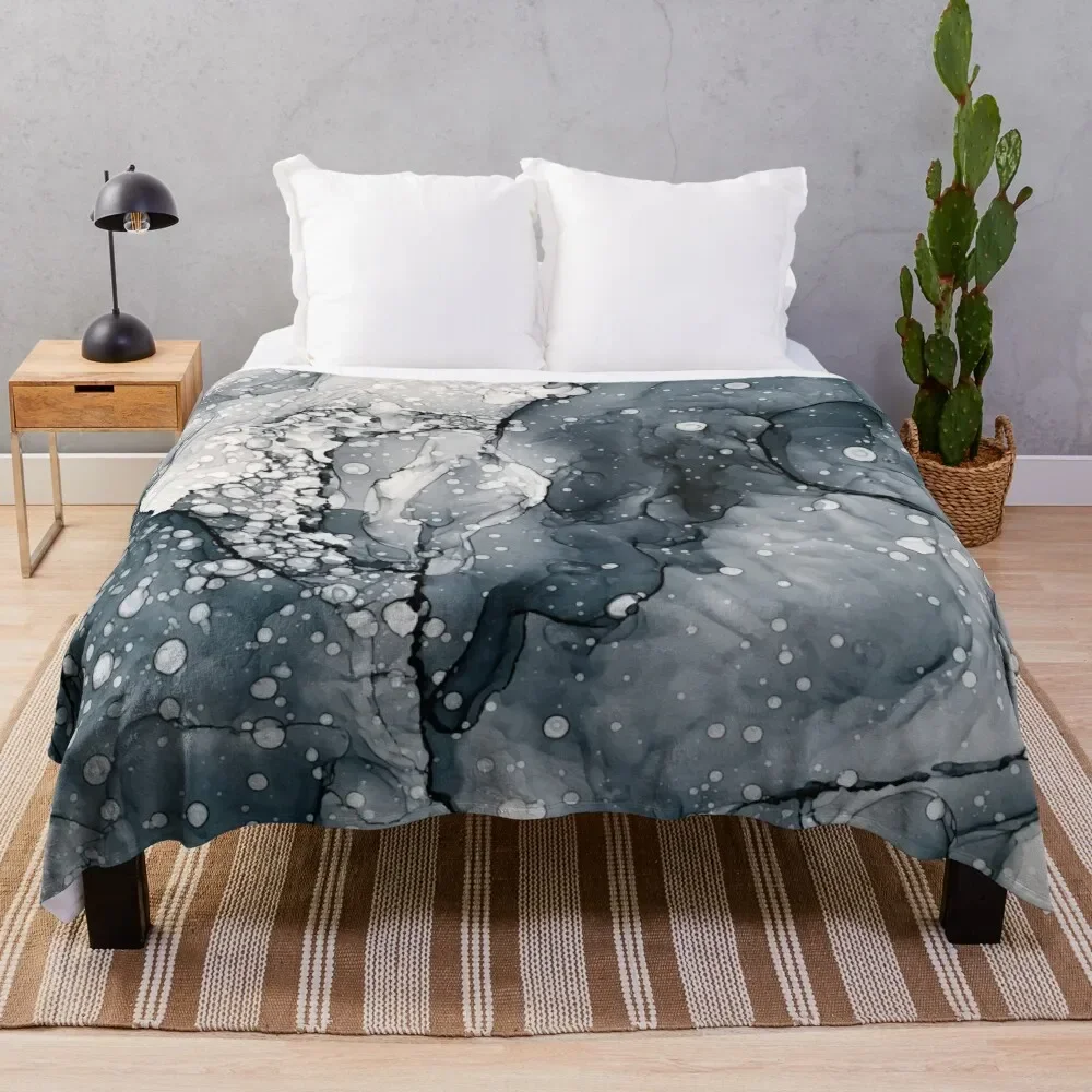 Icy Payne's Grey Abstract Bubble / Snow Painting Throw Blanket Thermal bed plaid Luxury Designer Blankets