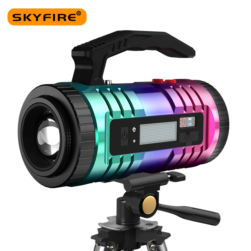 SKYFIRE Ultra Bright Rechargeable LED Light For Fishing Outdoor Powerful Waterproof Flashlight Campinglight Searchlight SF-619