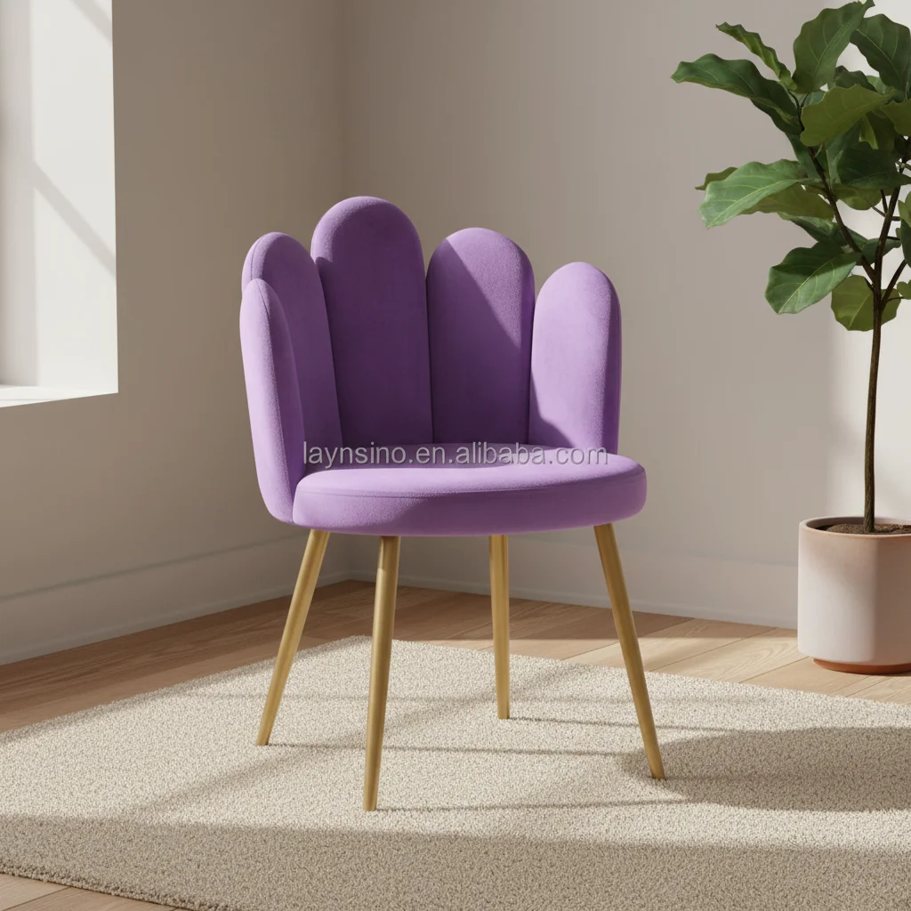 Modern French Velvet Hotel Home Office Cafe Dining Chairs with Customized Color and Metal Legs