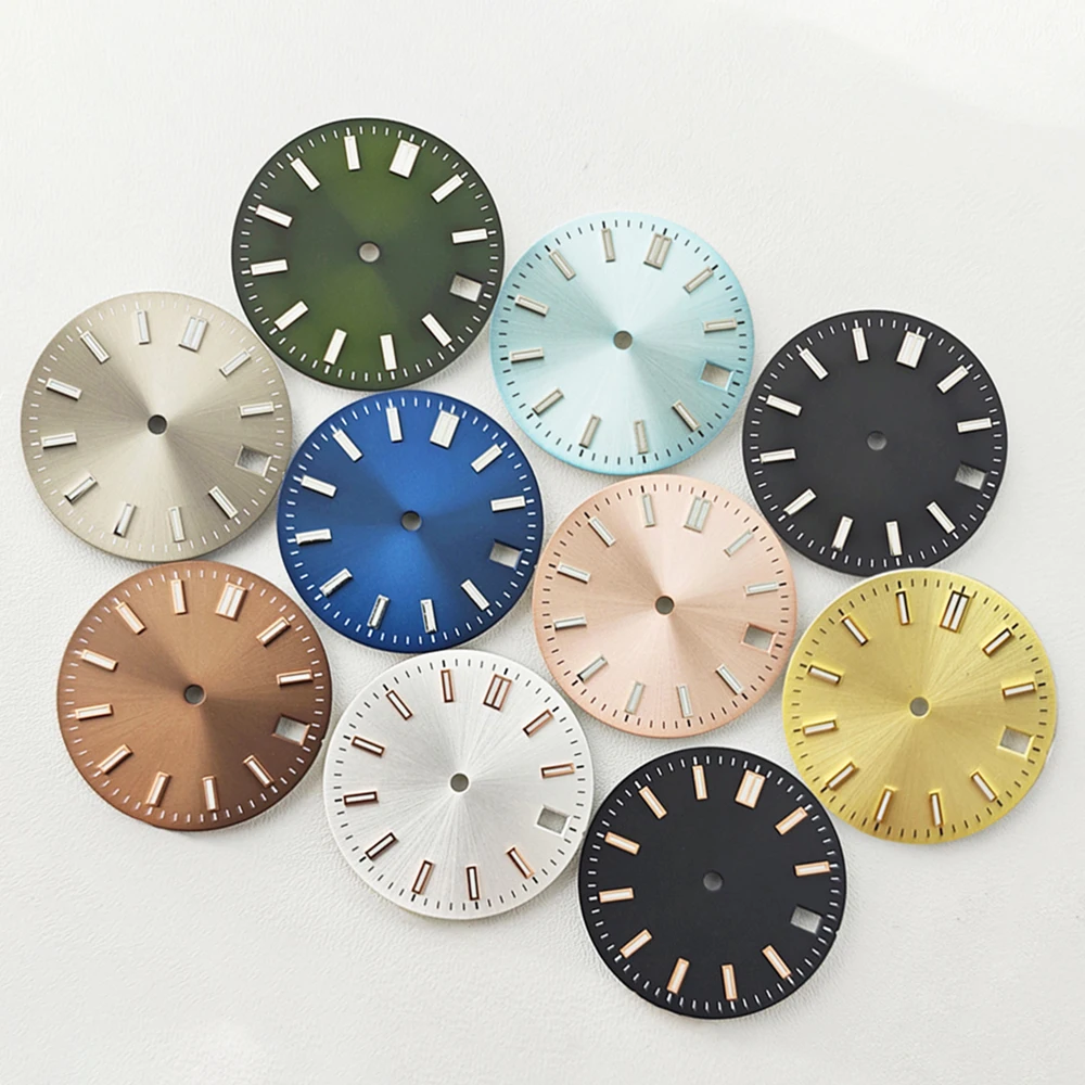 NH35 Dial 28.5mm Classic Dial Custom Logo Dial Blue Luminous Man‘s Watch Dial for NH35 Movement Watch Accessories Parts