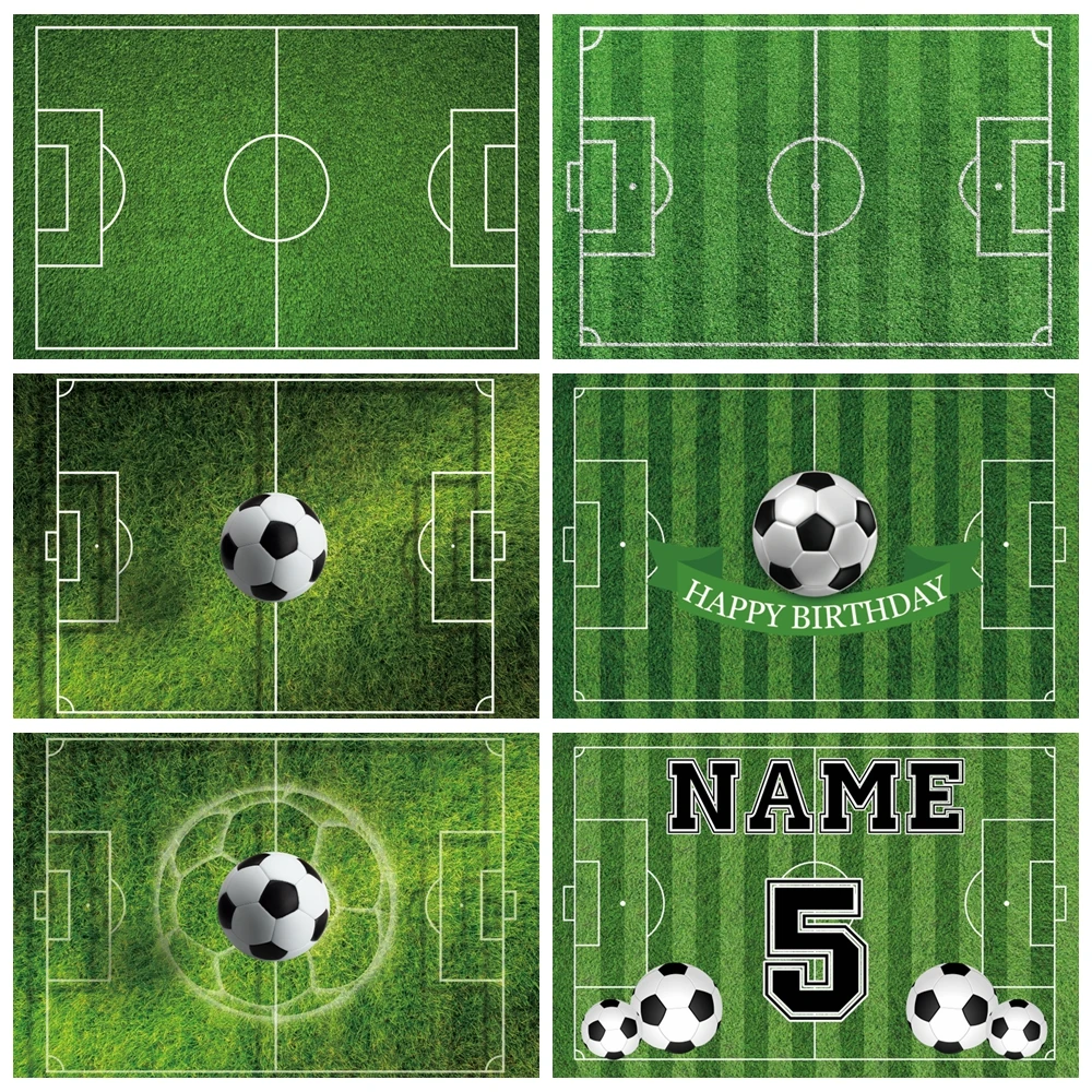 Green Grass Field Soccer Football Backdrop Customized Boys Birthday Party Decoration Photo Background Sport Photography Props