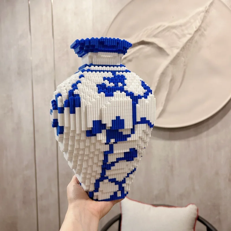 

Chinese Style Blue and White Porcelain Vase Puzzle Building Block Creative DIY Educational Toys Desktop Ornaments Christmas Gift