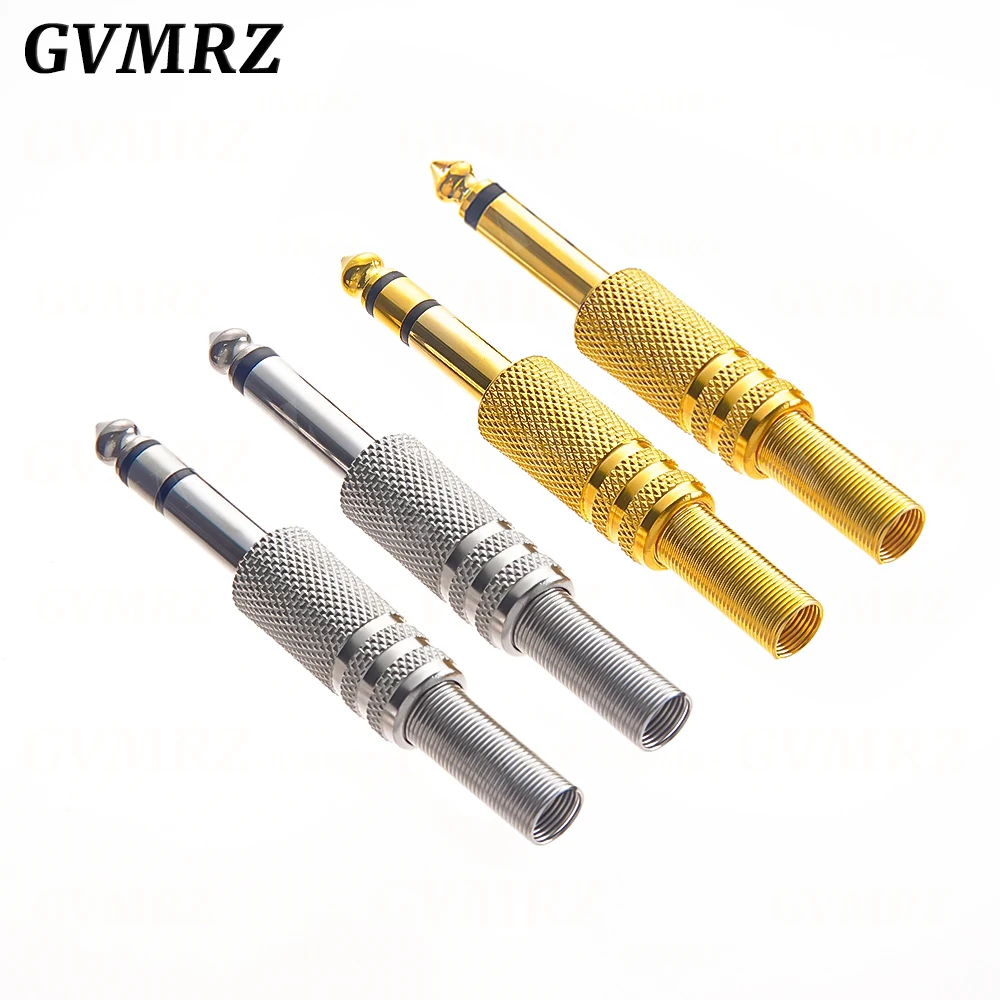 2PCS 6.35mm/6.5mm 2Pole Mono Amplifier Plug 6.35 Stereo Metal Microphone jack plug-in Audio Connector for KTV