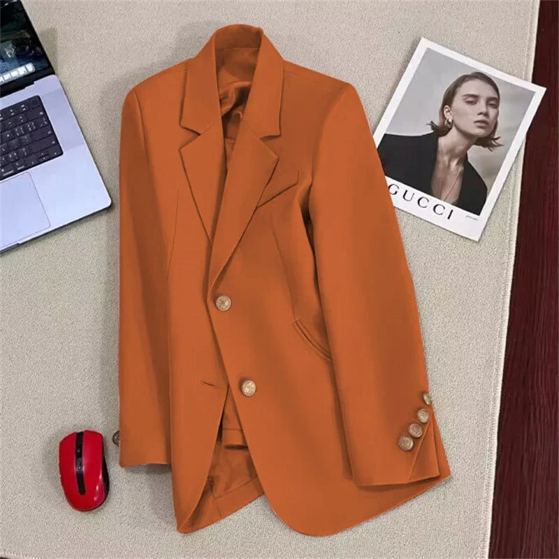 Płaszcz damski Elegancka sportowa marynarka casualowa Koreańska kurtka wiosenno-jesienna Jednorzędowa marynarka z długimi rękawami Odzież damska
