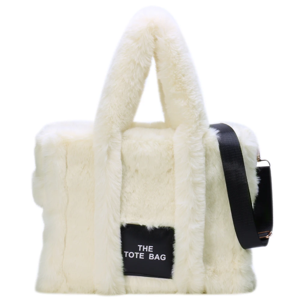 Fashion Crossbody Bags Solid Fluffy Shoulder Tote Bag Soft Plush Portable Large Capacity for Travel Work for Daily Shopper