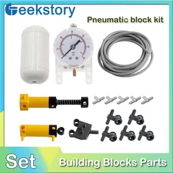 16pcs/Set Technical Pneumatic Blocks Parts MOC PF Barometer Air Tank Pump Piston Hose Switch Kit For Legoeds 47225 75974 9641