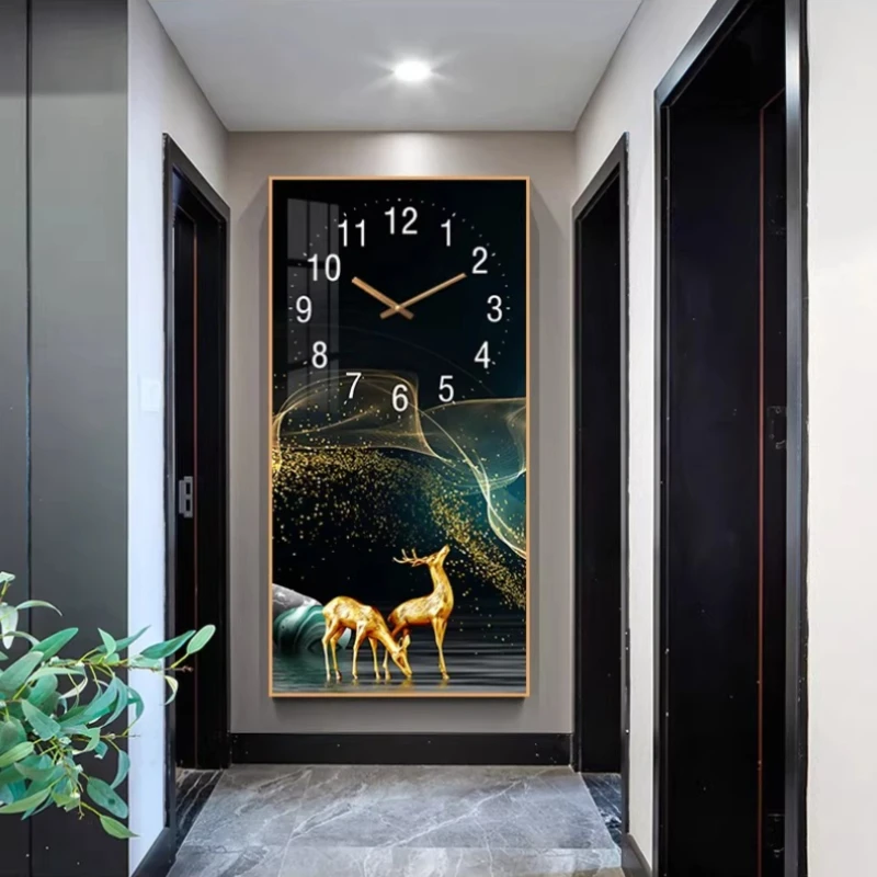 Stylish simple modern entrance room decoration wall clock room decor Watch home decor items Clocks pictures decorative painting