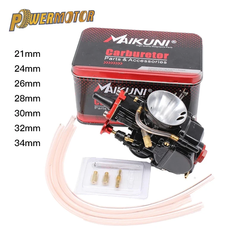 Motorcycle Flat Curtain Carburetor for Maikuni PWK 21 26 28 30 32 34mm 2 4 Stroke Racing Carburetors Scooter Dirt Bike Motocross