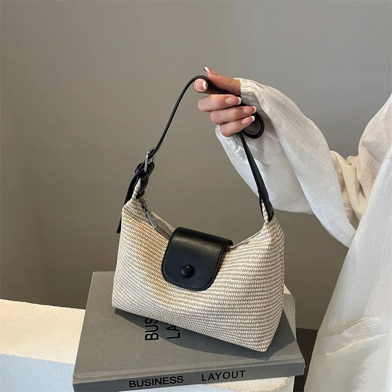 

Летняя коллекция 2025: женская пляжная сумка Seaside. Соломенная сумка большой вместимости, изысканная тканая повседневная сумка через плечо