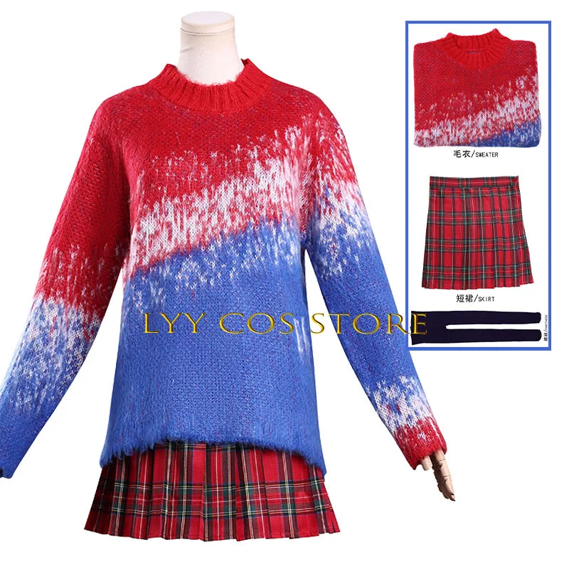 

Зимний градиентный свитер в среду, сезон 2, среда, косплей, женская школьная форма, модное платье JK, топ, комплект для женщин и девочек