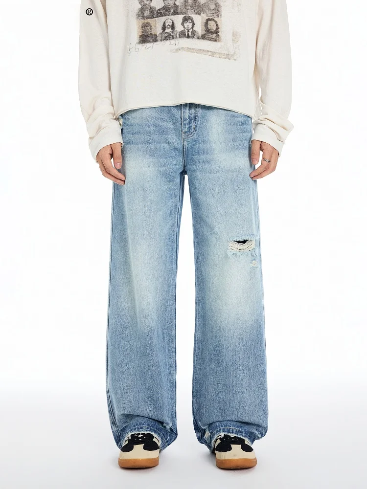 

RB Мужские прямые джинсы, зимние новые американские ретро Wa, повседневные свободные широкие длинные брюки, износостойкий хлопок, полиэстер...