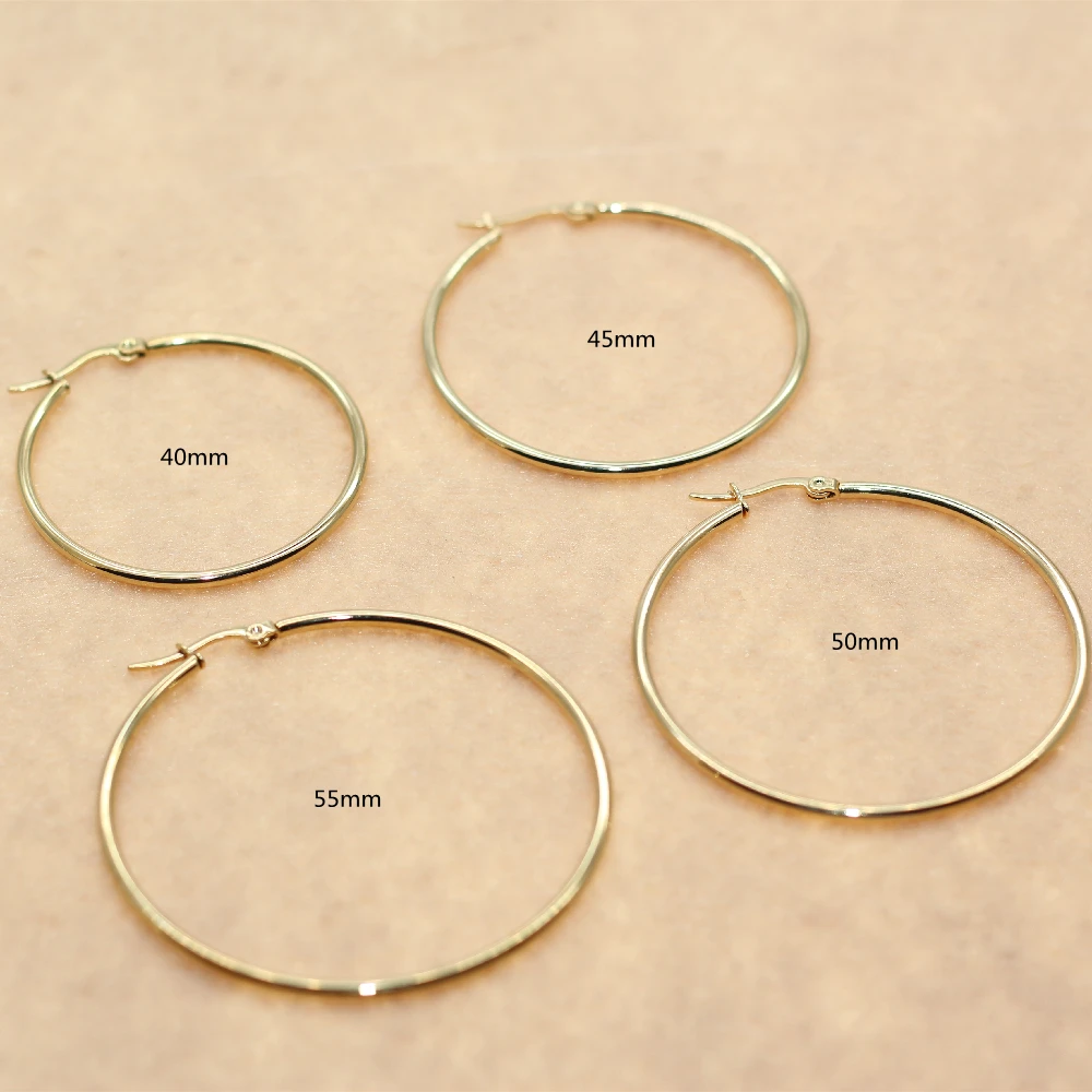 All Size From 12mm To 70mm Gold-color Hoop Earrings 316 Stainless Steel Material Vacuum Plating No Fade Allergy Free