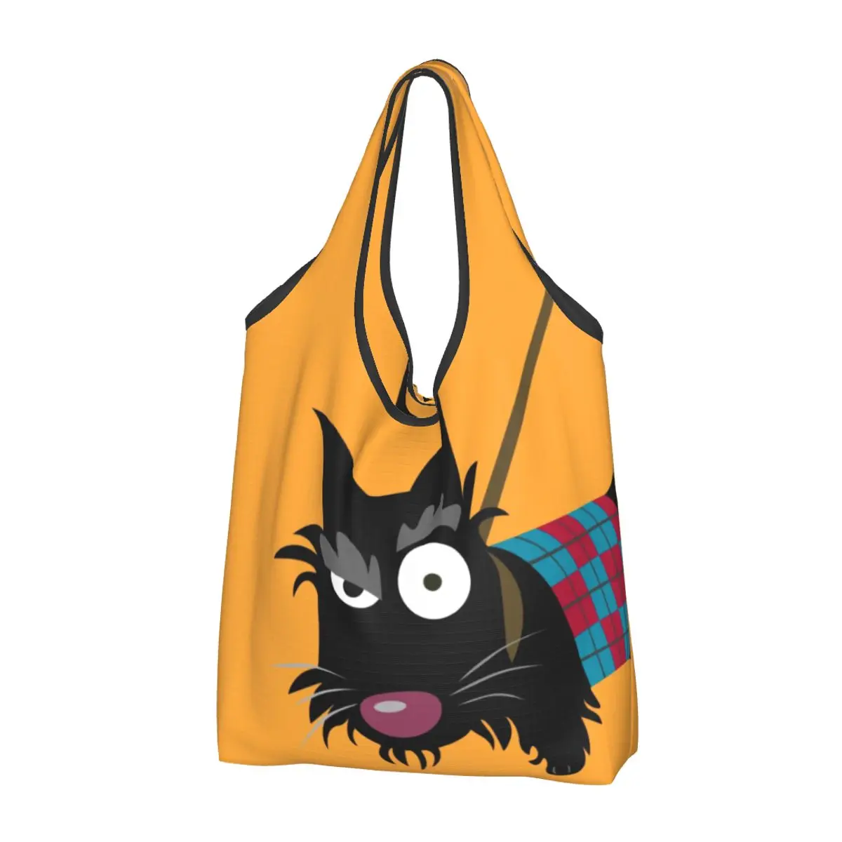 Custom Funny Scottie Eye Shopping Bags Women Portable Big Capacity Groceries Scottish Terrier Dog Shopper Tote Bags