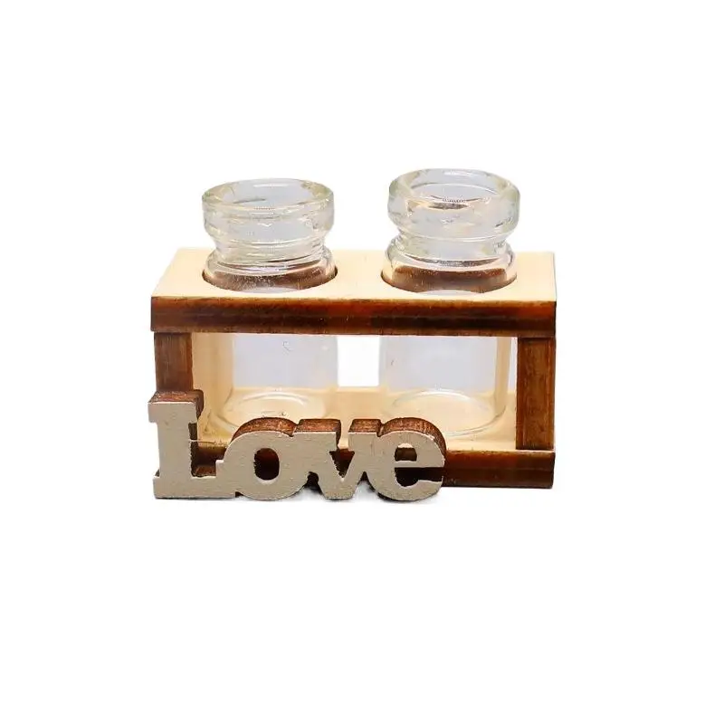 1Pcs Small Glass Rose Vase Model 1:12 Scale Dollhouse Mini Wooden Hydroponic Flower Stand Creative Home Garden Decor Plaything