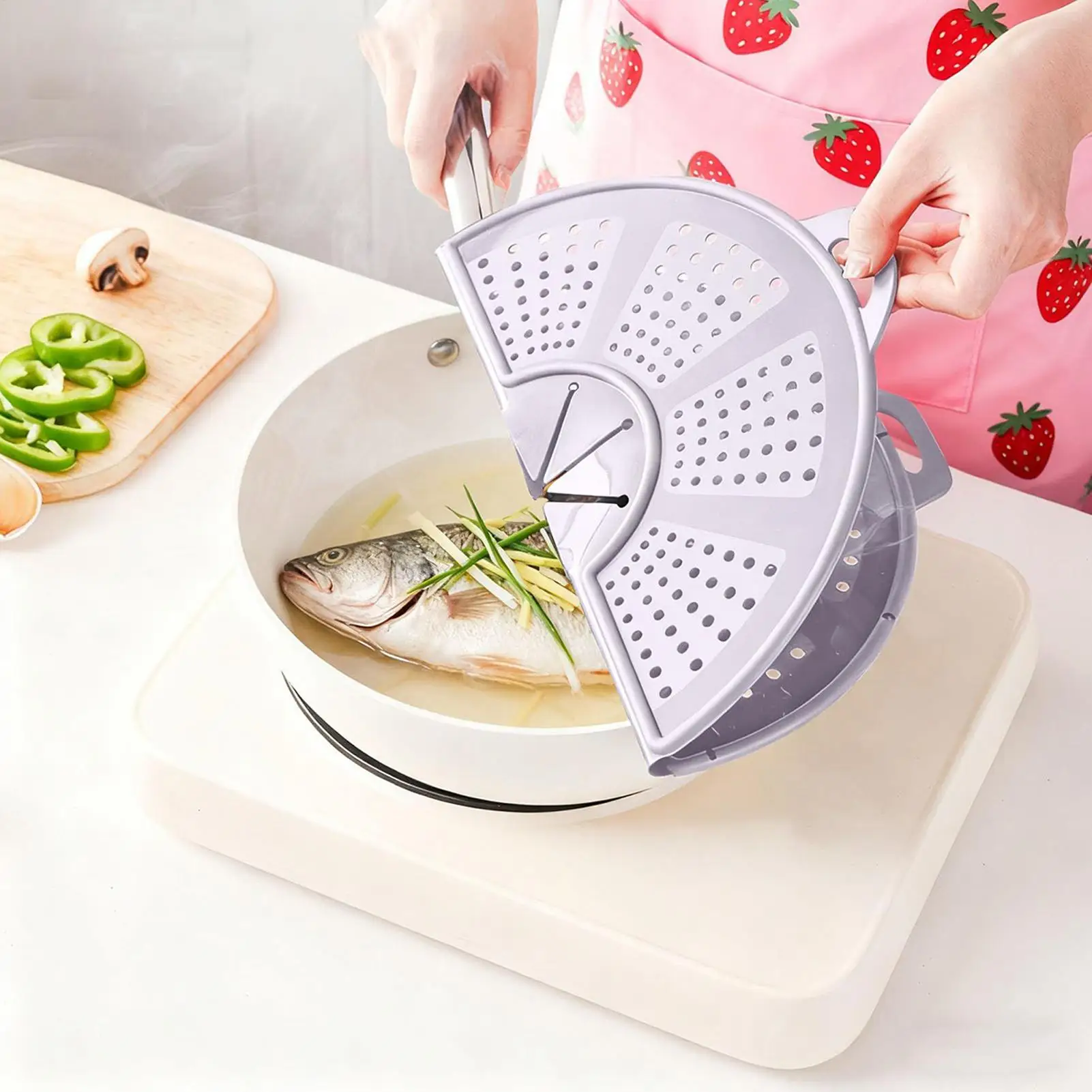 10 Inch Silicone Splatter Guard Frying Pan Silicone Cover Foldable Heat-Resistant Trivet Mat For Skillet Bacon Pot Cooking Stove
